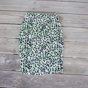 Bright green cheetah print pencil skirt from F21